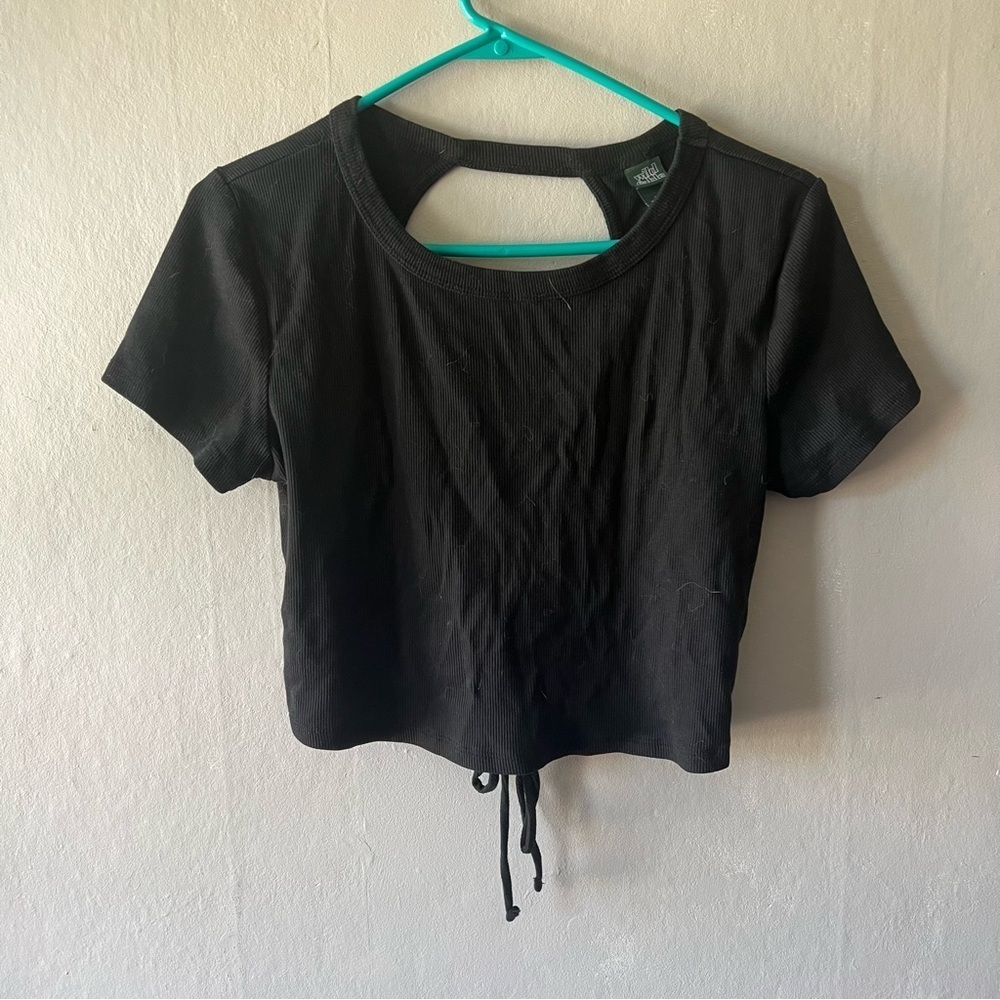Wild Fable Black Ribbed T Shirt Size Large